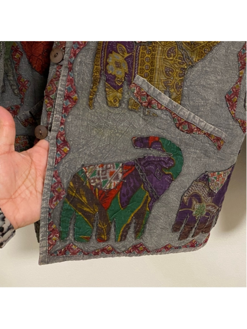 Shop Therapy Jacket Womens Size L/XL Gray Elephant details 100% Cotton Jacket - Picture 4 of 12